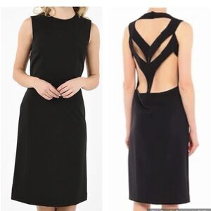 Maison Margiela Wool Blend Mid Length Shift Dress In Black Size 48 - US 12